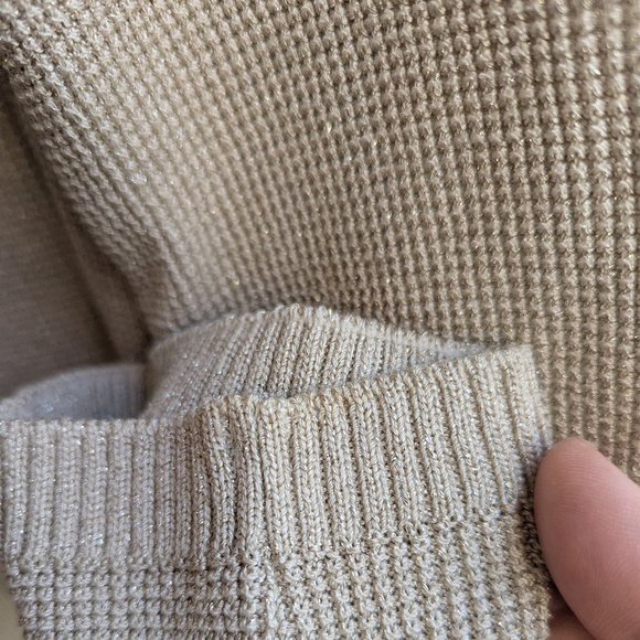 St. John Gold Metallic Cardigan Sweater Flawed Large - Picture 12 of 16